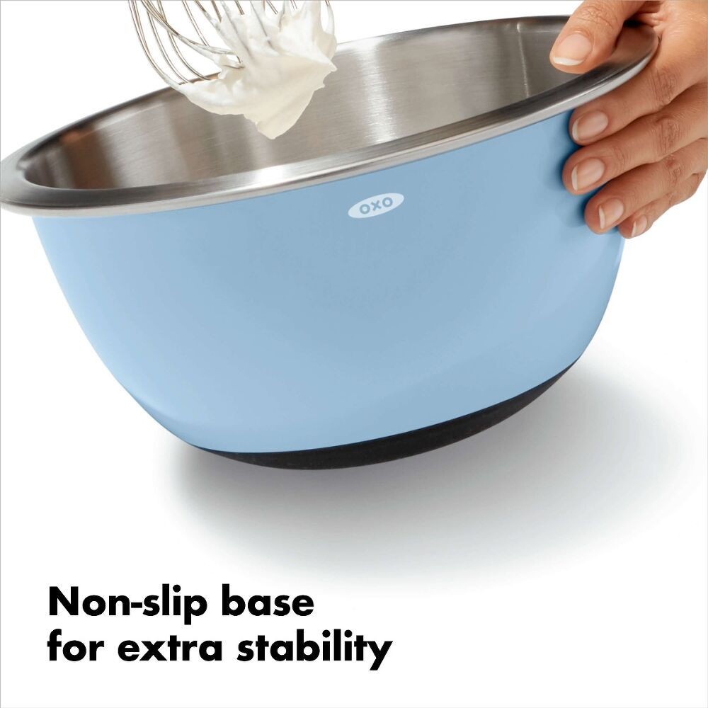 3-Piece Stainless Steel Mixing Bowl Set - Blue/Gray F9