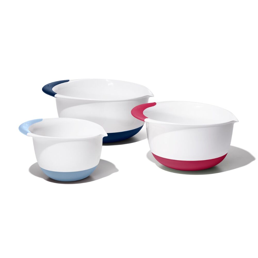 3 Piece Mixing Bowl Set New Colored Handles A7