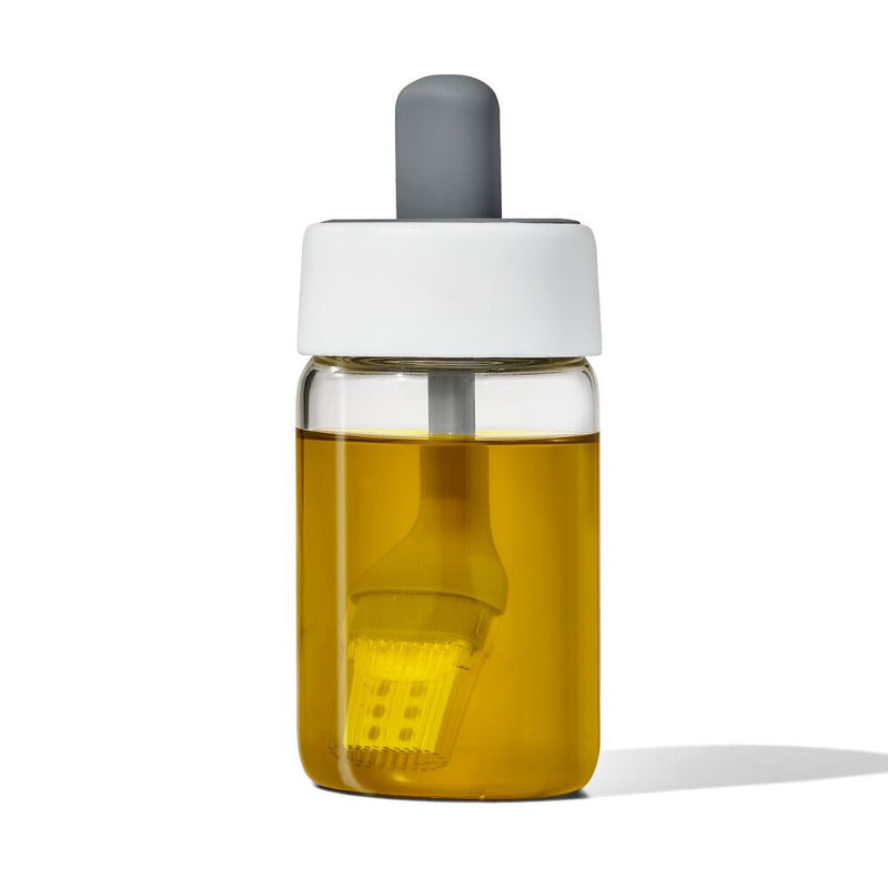 Glass Oil Bottle and Silicone Brush Set X5