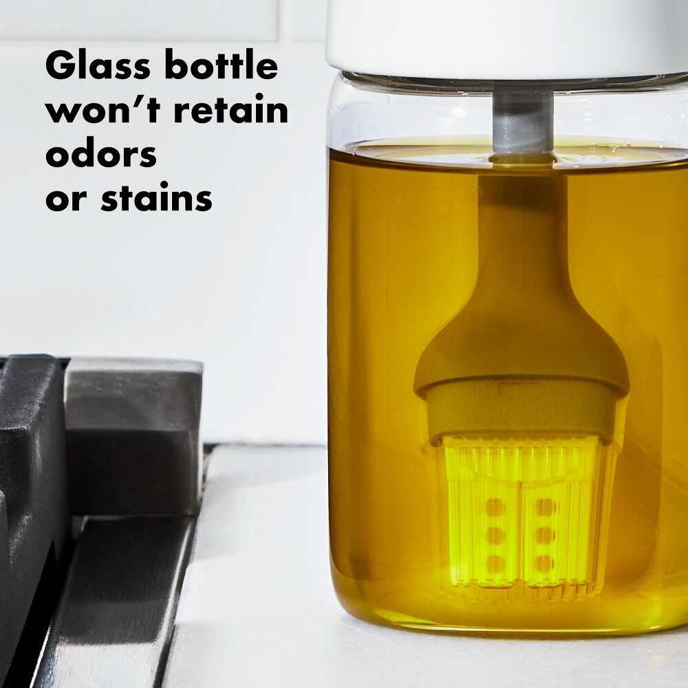 Glass Oil Bottle and Silicone Brush Set X5