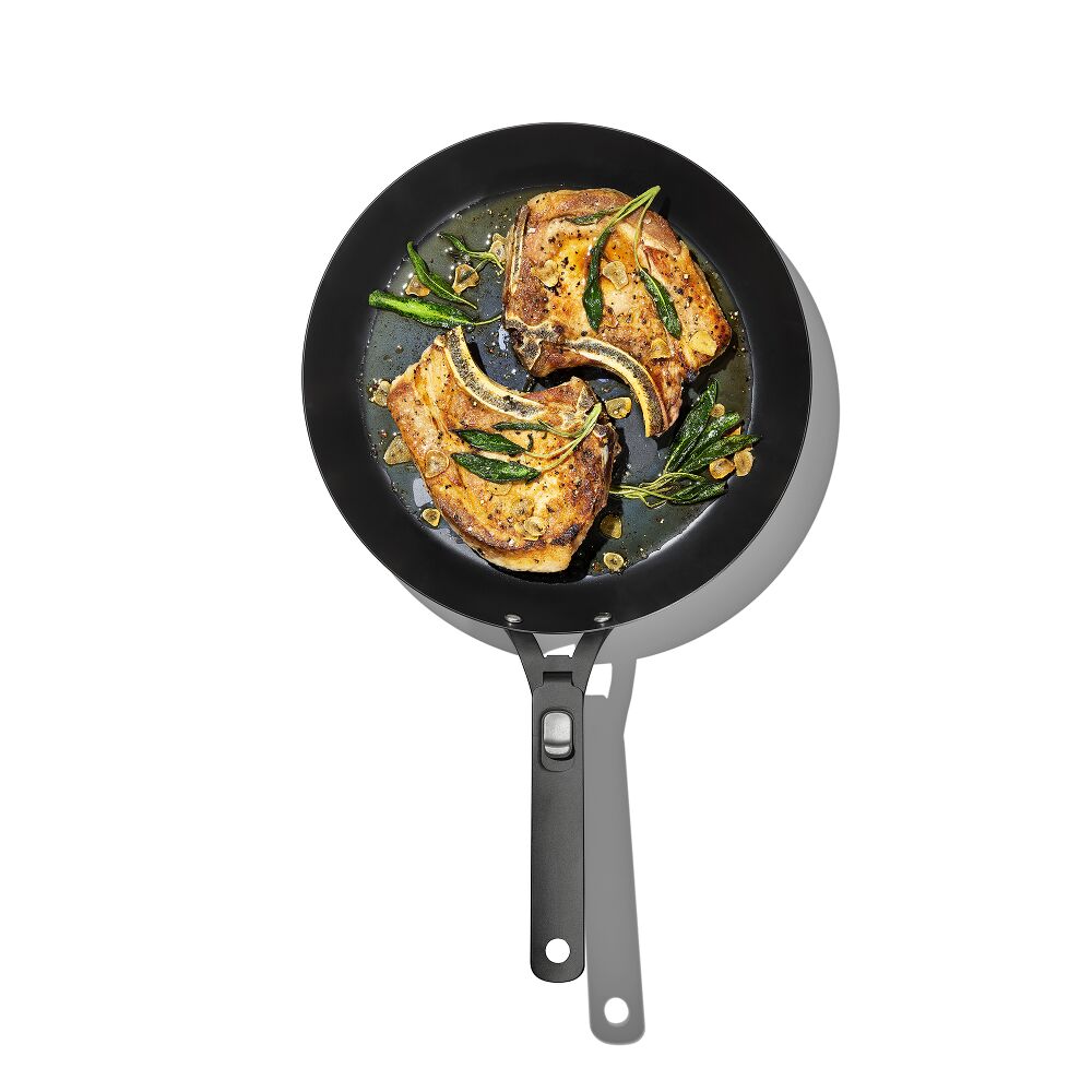 Outdoor 12-inch Carbon Steel Pan with Removable Handle Q0