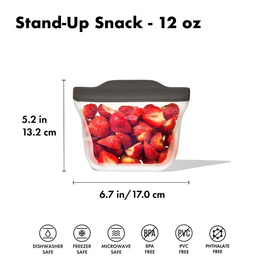 Outdoor Silicone Reusable Stand Up Snack Bag (12 oz) G2