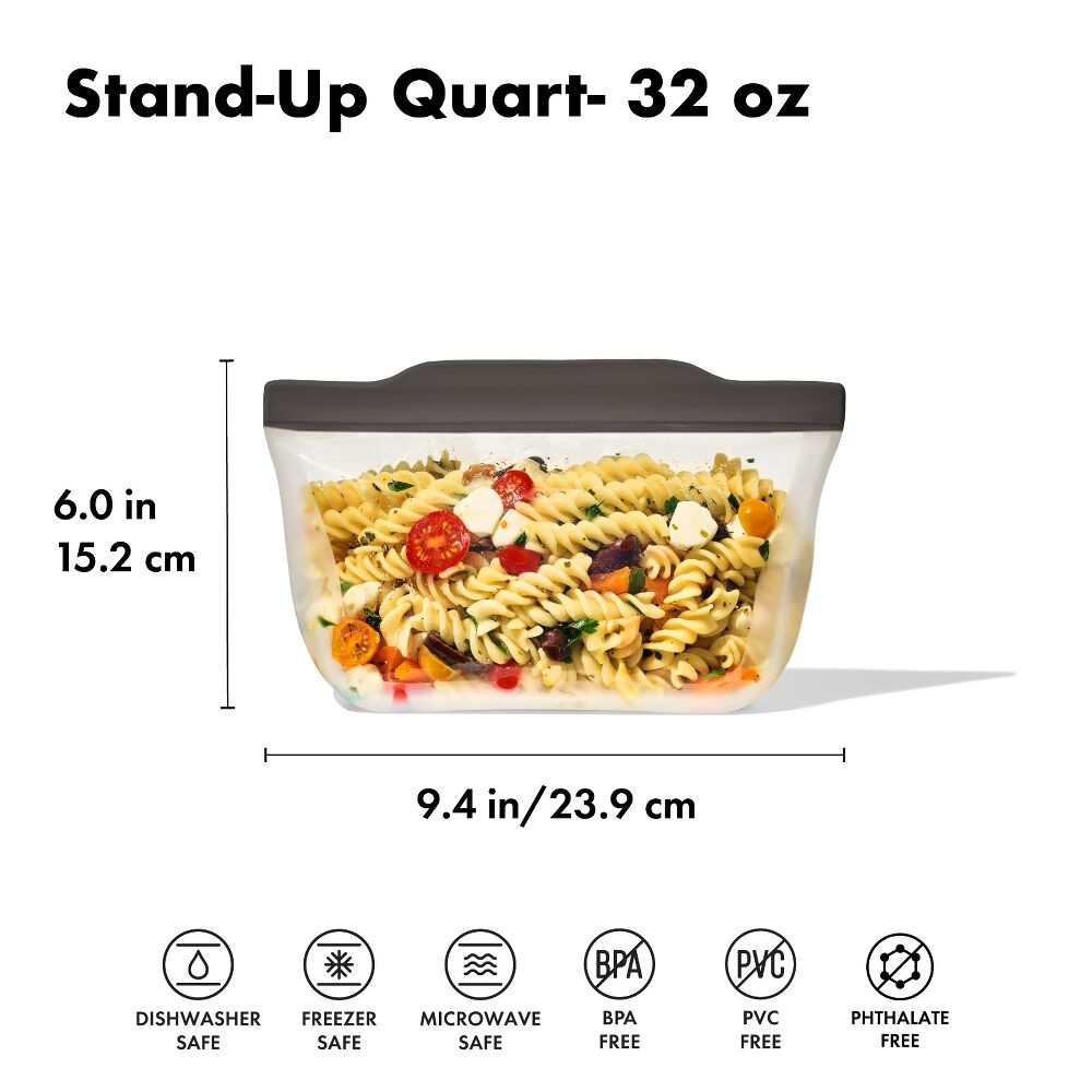 Outdoor Silicone Reusable Stand Up Bag Quart (32 oz) T7