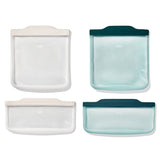 Silicone Reusable Bag -  4 Piece Lunch Set - Oat/Lagoon J7