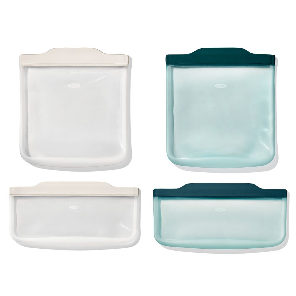 Silicone Reusable Bag -  4 Piece Lunch Set - Oat/Lagoon J7