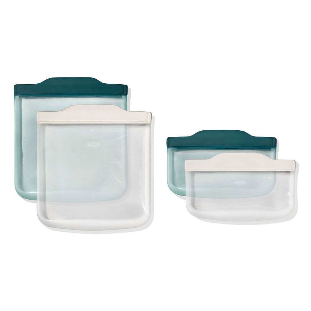 Silicone Reusable Bag -  4 Piece Lunch Set - Oat/Lagoon J7