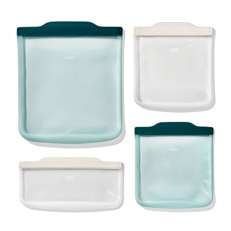Silicone Reusable Bag - 4 Piece Starter Set - Oat/Lagoon A3