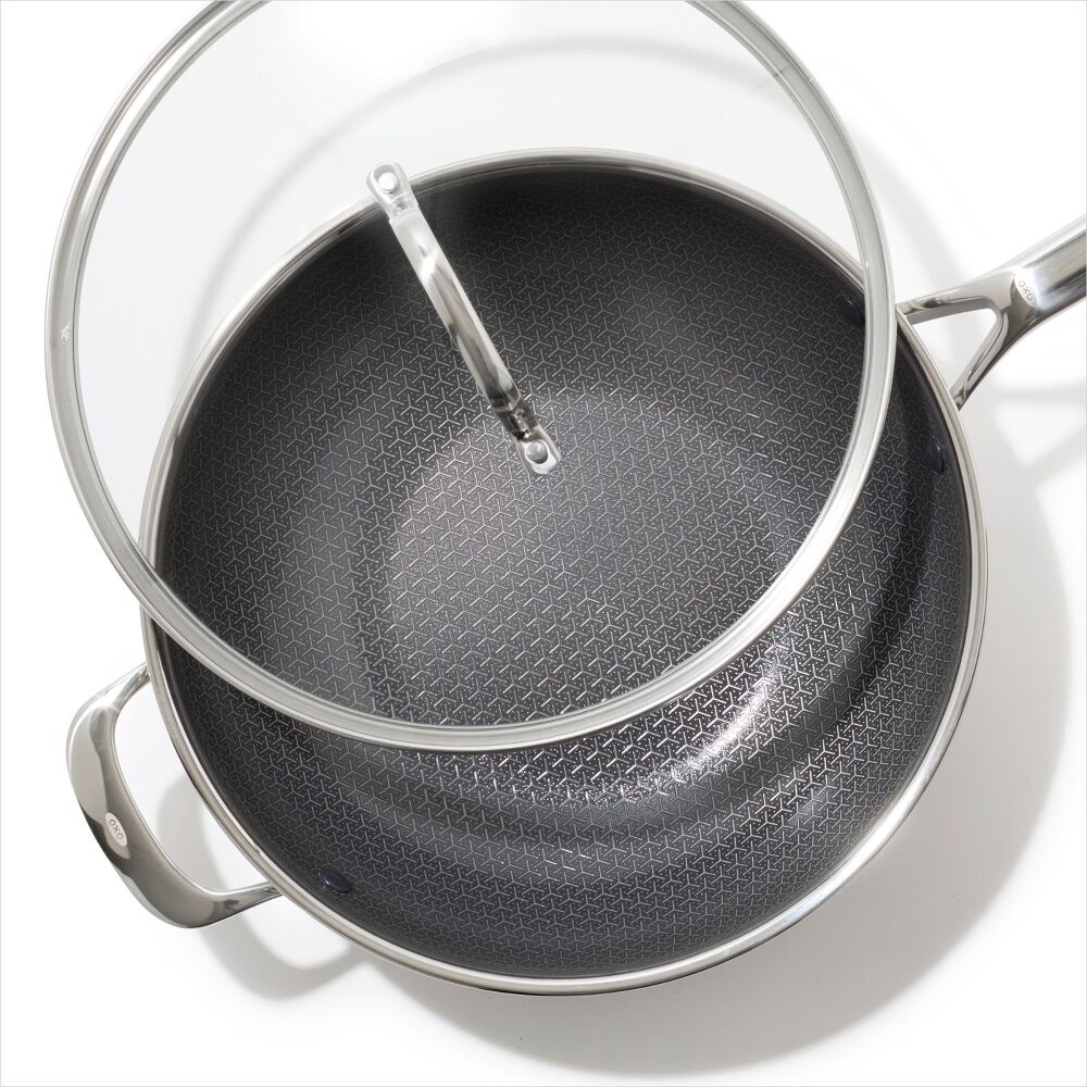 Trident Hybrid Non-Stick Stainless Steel 5 Qt Wok with Lid H9