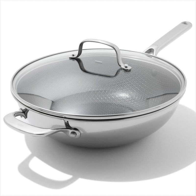 Trident Hybrid Non-Stick Stainless Steel 5 Qt Wok with Lid H9
