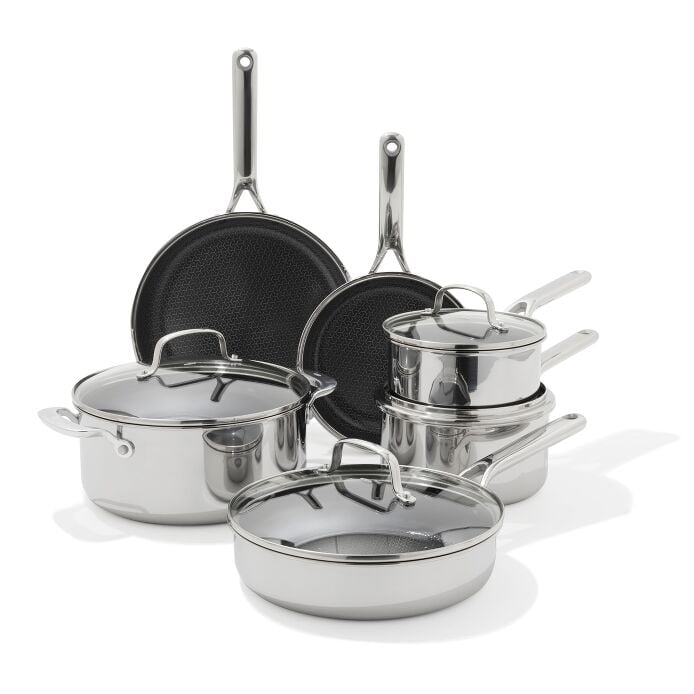 Trident Hybrid Non-Stick Stainless Steel 10-Piece Set J1