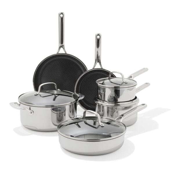 Trident Hybrid Non-Stick Stainless Steel 10-Piece Set J1