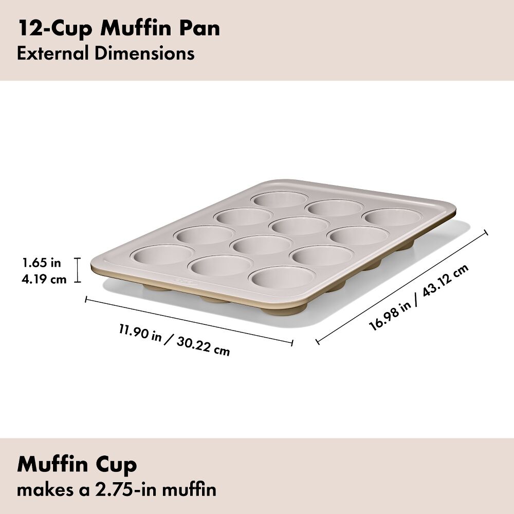 Non-Stick Pro Ceramic Coated Metal Bakeware 12 Cup Muffin Pan V8