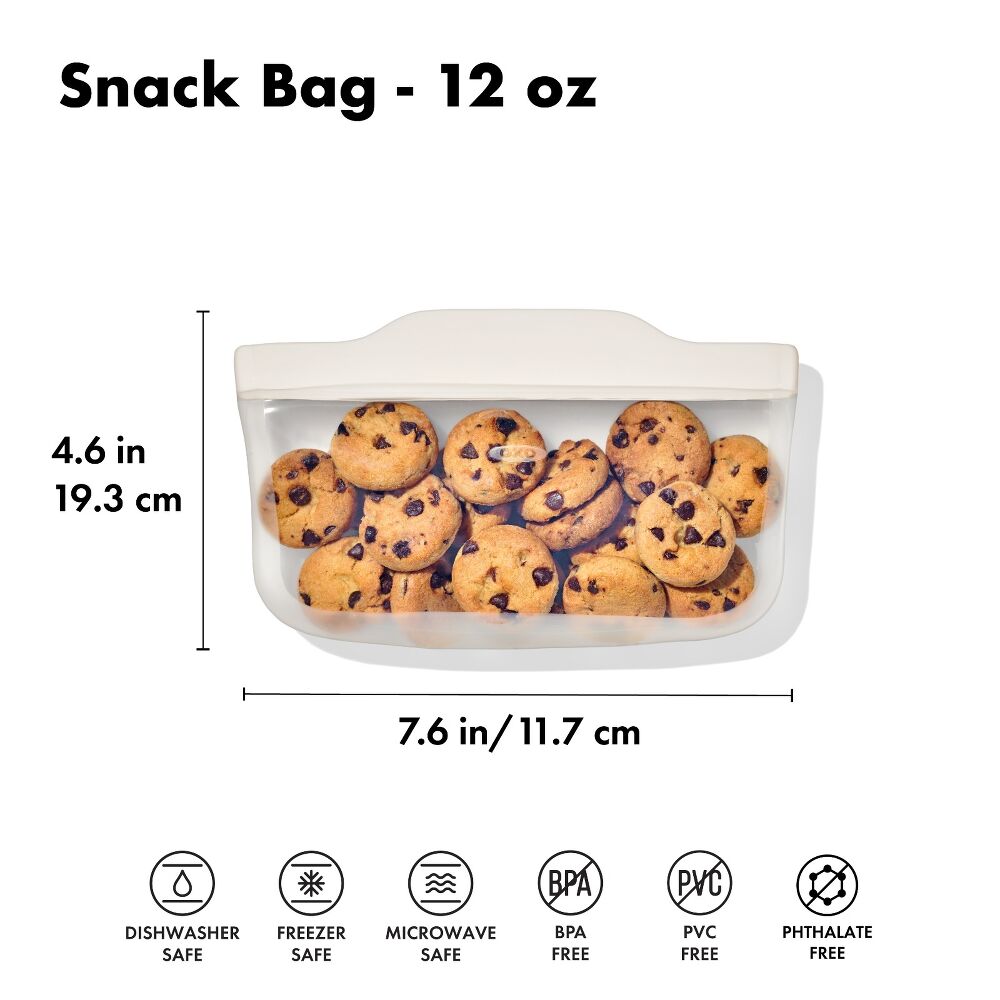 Silicone Reusable Bag - Snack Bag (12 oz) - Oat E4