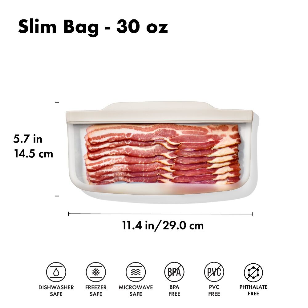Silicone Reusable Bag - Slim Bag (20 oz) - Oat X5