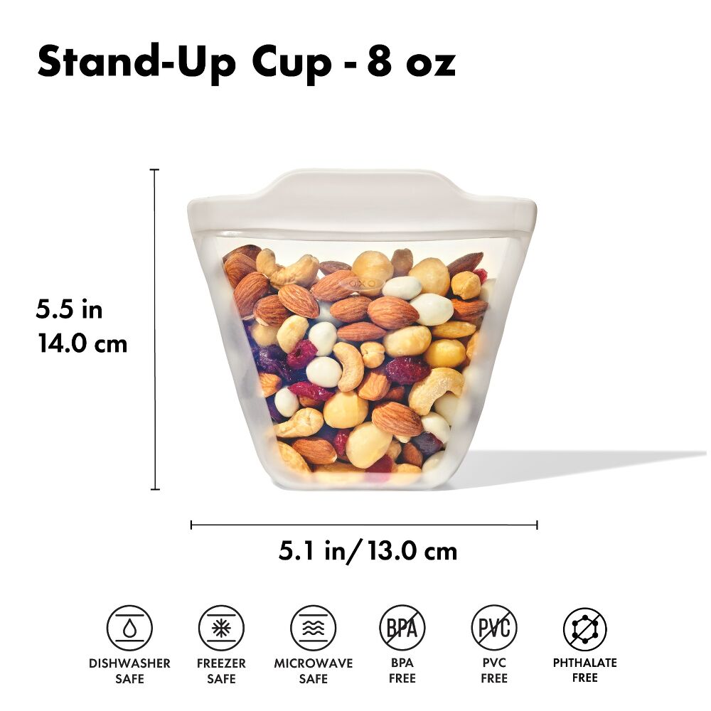 Silicone Reusable Bag - Stand-Up Cup (8 oz) - Oat L6