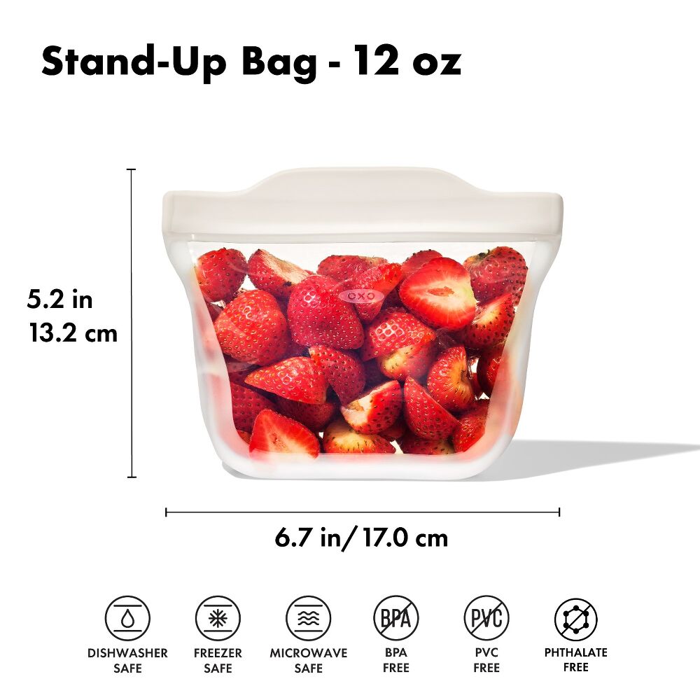 Silicone Reusable Bag - Stand-Up Snack (12 oz) – Oat R1