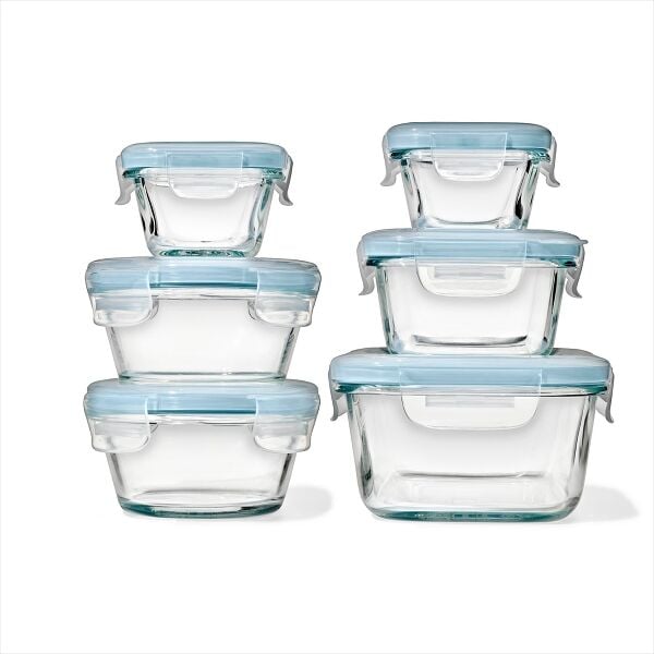 12-Piece Smart Seal Glass Container Set - Arctic Blue J4
