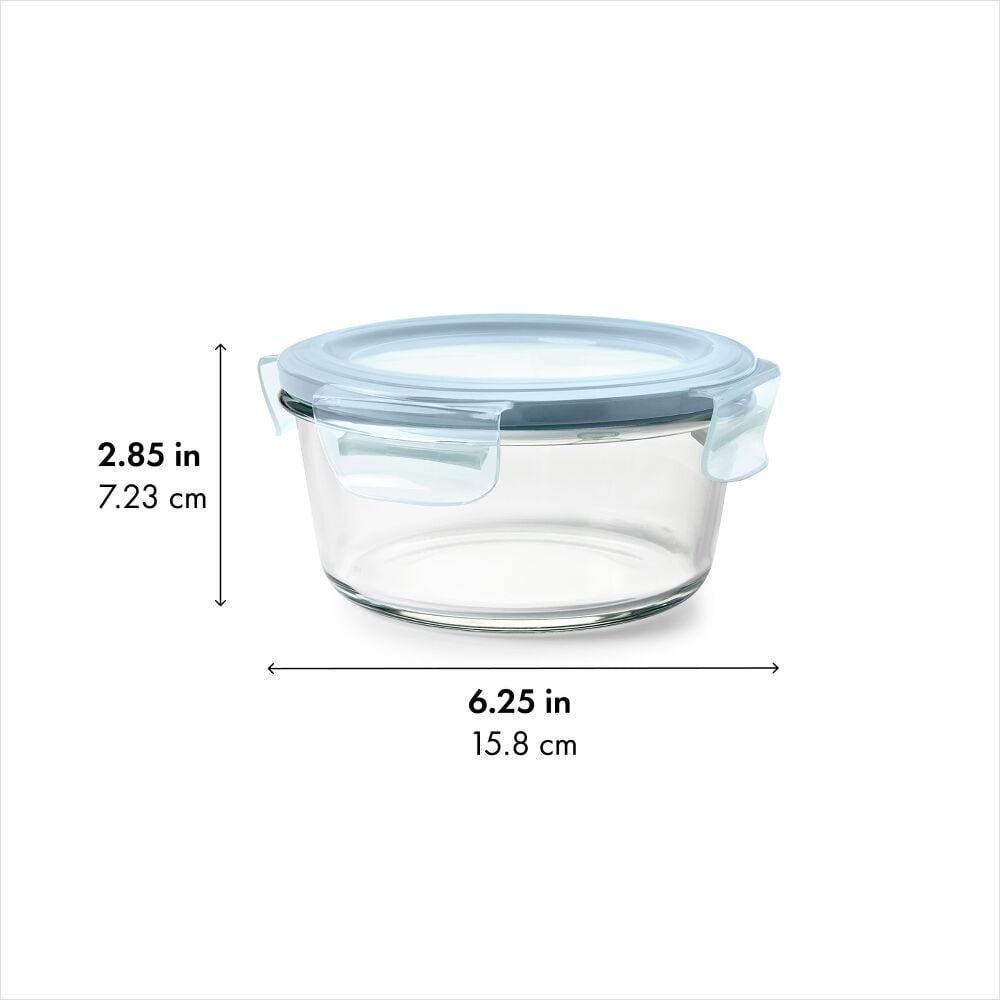 Smart Seal 2-Cup Glass Round Container - Arctic Blue R5