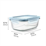 Smart Seal 3.5-Cup Glass Rectangle Container - Arctic Blue W6