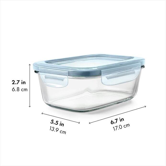Smart Seal 3.5-Cup Glass Rectangle Container - Arctic Blue U2