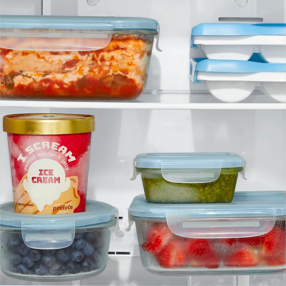 Smart Seal 7-Cup Glass Round Container - Arctic Blue S4