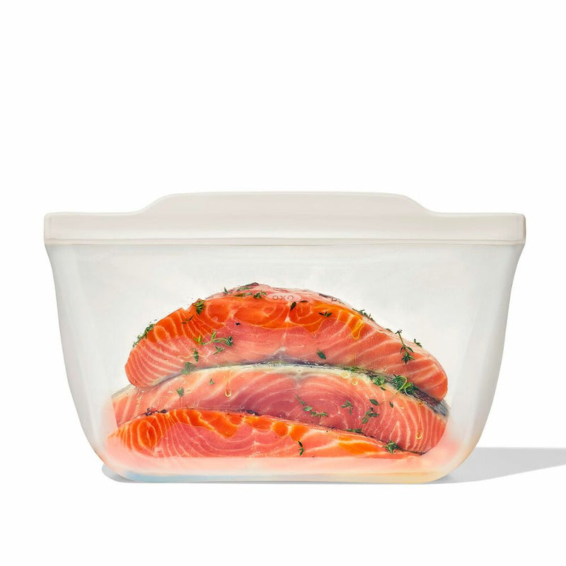 Silicone Reusable Bag - Stand-Up Half Gallon (64 oz) - Oat B6