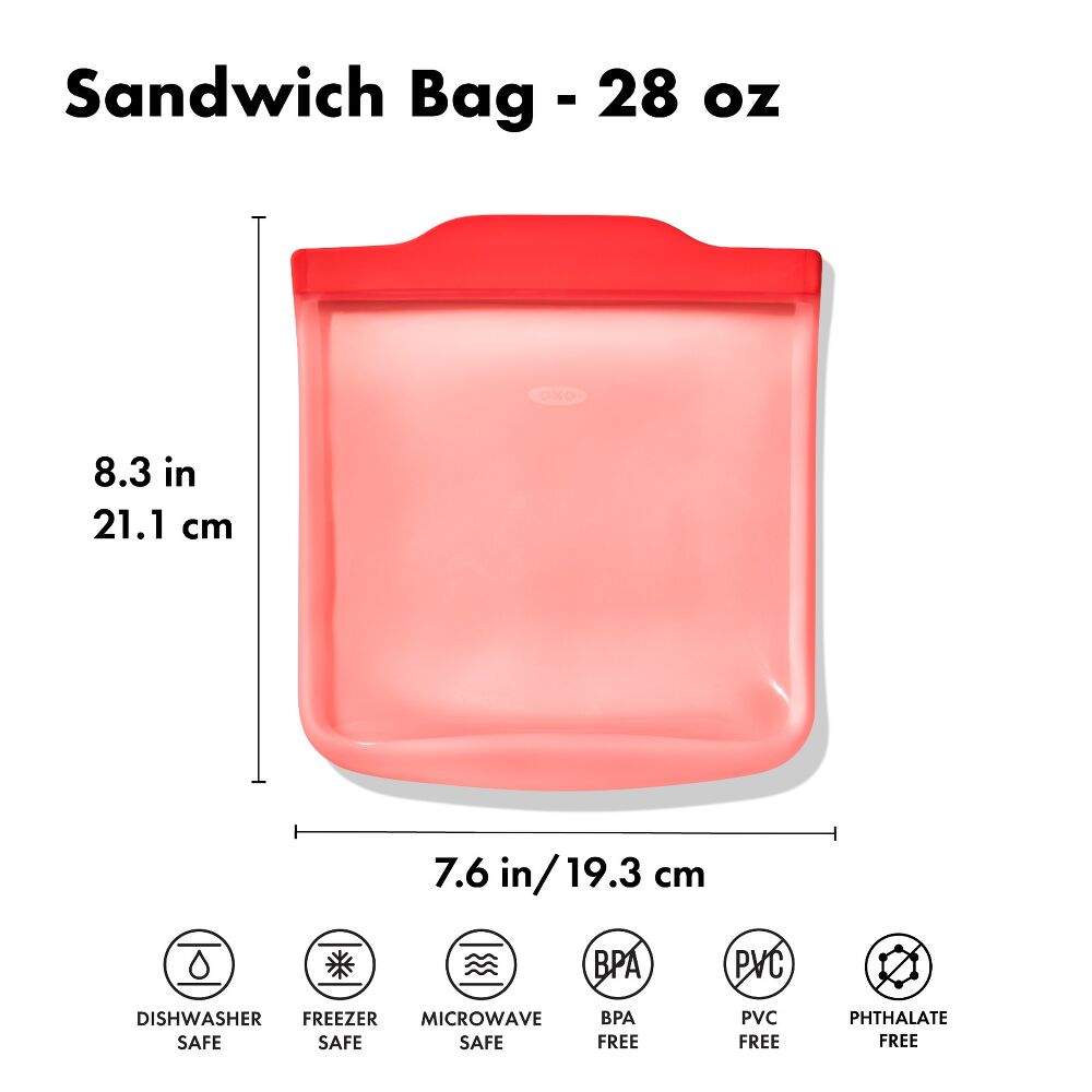 Silicone Reusable Bag - Sandwich Bag (28 oz) - Watermelon S2