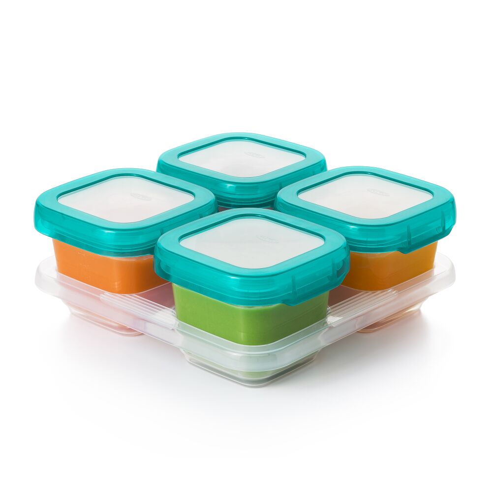 6 oz Baby Blocks™ Plastic Freezer Storage Containers - Tot Teal I4
